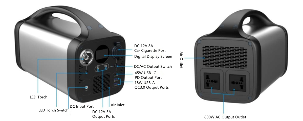 मोबाइल चार्जिंग के लिए 1000W आउटडोर सोलर जेनरेटर
